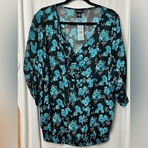 Torrid Floral 3/4 Sleeve Chiffon Top Size 2-NWT